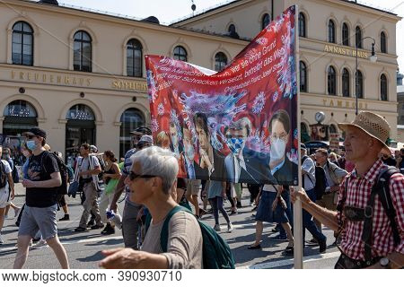 Demonstration In Odeansplatz, Munich, Germany On The 12.09.2020, Protest Against Corona Regulations 