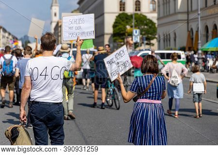 Demonstration In Odeansplatz, Munich, Germany On The 12.09.2020, Protest Against Corona Regulations 