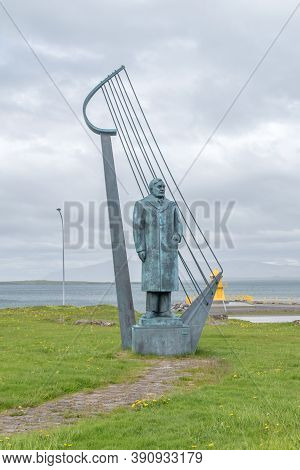 Reykjavik, Iceland - June 20, 2020: Einar Benediktsson Statue.