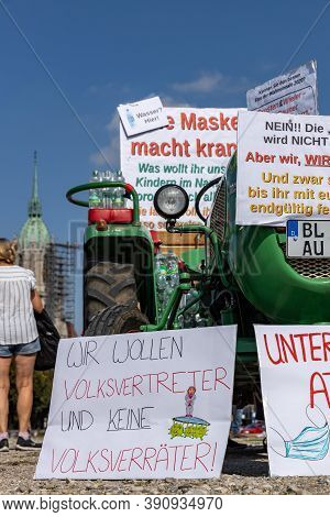 Demonstration In Theresienwiese, Munich, Germany On The 12.09.2020, Protest Against Corona Regulatio