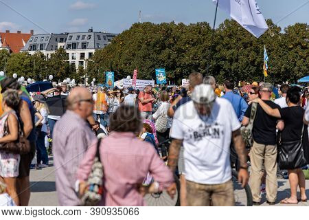 Demonstration In Theresienwiese, Munich, Germany On The 12.09.2020, Protest Against Corona Regulatio