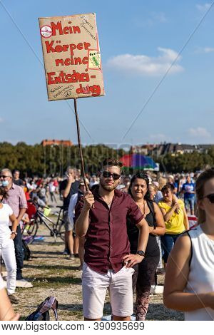 Demonstration In Theresienwiese, Munich, Germany On The 12.09.2020, Protest Against Corona Regulatio