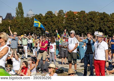 Demonstration In Theresienwiese, Munich, Germany On The 12.09.2020, Protest Against Corona Regulatio
