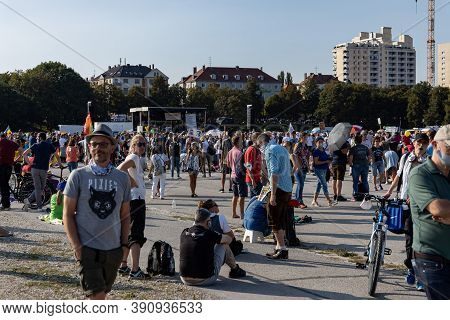 Demonstration In Theresienwiese, Munich, Germany On The 12.09.2020, Protest Against Corona Regulatio