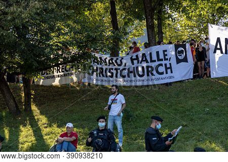 Demonstration In Theresienwiese, Munich, Germany On The 12.09.2020, Protest Against Corona Regulatio