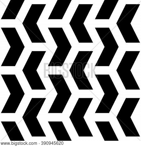 Mosaic. Zigzag Figures Ornament. Repeated Puzzle Shapes Background. Arrows Motif. Chevrons Tiles Wal