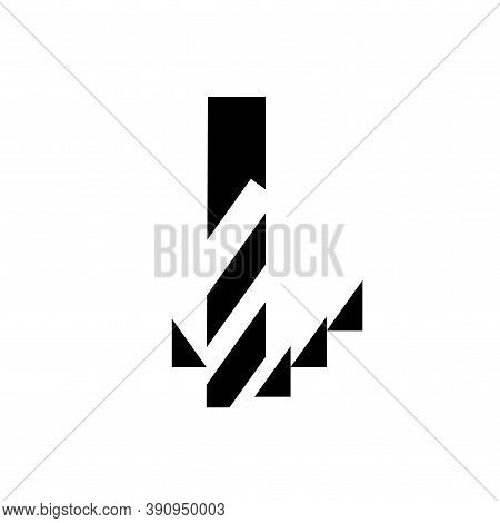 Drilling Icon, Simple Black Isolated. Drill Bit And Swarf, Schematic Sign For Instructions Or Manual
