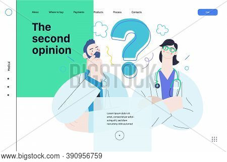Medical Insurance Template -second Opinion On A Matter -modern Flat Vector Concept Digital Illustrat