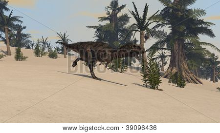 Majungasaurus v džungli