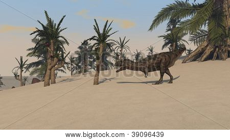 Majungasaurus na břehu