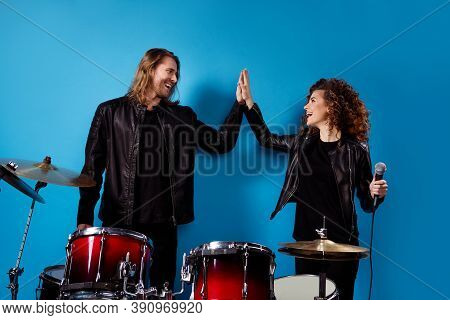 Portrait Of His He Her She Nice Attractive Cool Glad Cheerful Cheery Professional Duett Clapping Pal