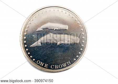 A Close Up View Of A One Crown Coin From Tristan Da Cunha