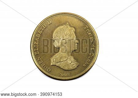 A Close Up View Of A Twenty Pence Coin From Tristan Da Cunha