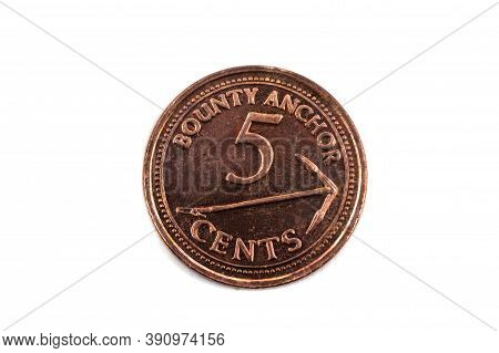 A Close Up View Of A Five Cents Coin From The Pitcairn Islands
