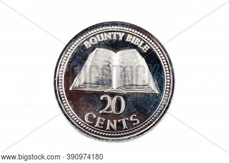 A Close Up View Of A Twenty Cents Coin From The Pitcairn Islands