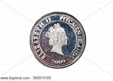 A Close Up View Of A Twenty Cents Coin From The Pitcairn Islands