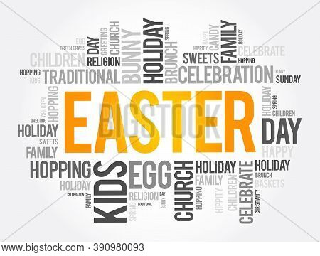 Easter Word Cloud Collage, Holiday Concept Background
