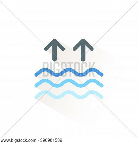 High Tides. Waves On The Sea. Isolated Color Icon. Weather Glyph Vector Illustration