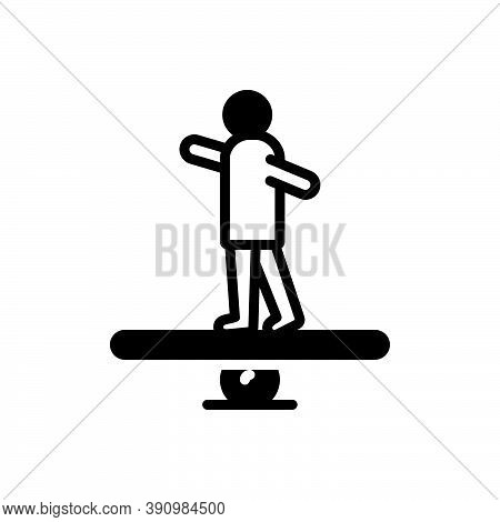 Black Solid Icon For Stable Constant Balance Equilibrium Poise