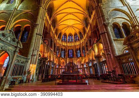 Interiors And Details Of Saint-remi Basilica, Reims, France