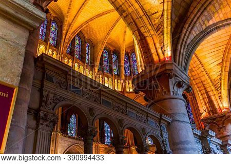 Interiors And Details Of Saint-remi Basilica, Reims, France
