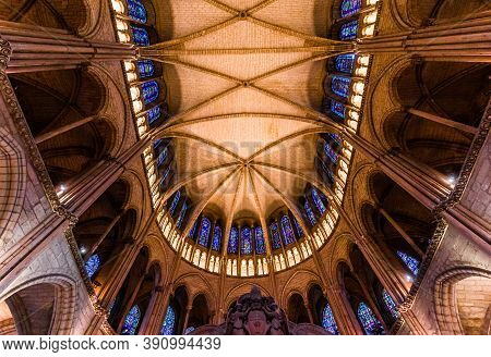Interiors And Details Of Saint-remi Basilica, Reims, France
