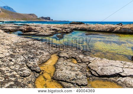 Balos Bay. View From Gramvousa Island, Crete In Greece.magical Turquoise Waters, Lagoons, Beaches Of
