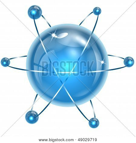 spheres of blue color on a white background