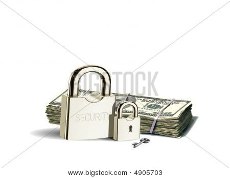 Padlock And Money Stack