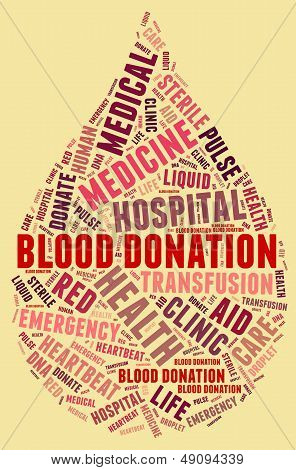 Blood Donation Pictogram With Red Wordings With Yellow Background