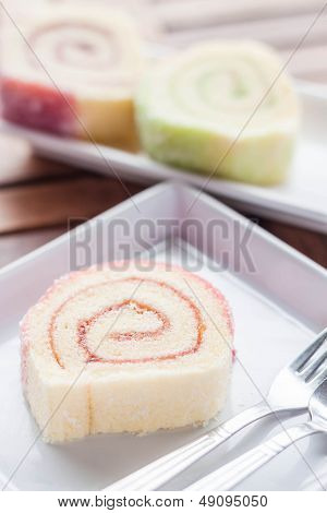 Colorful Jam Rolls Served In Restaurant