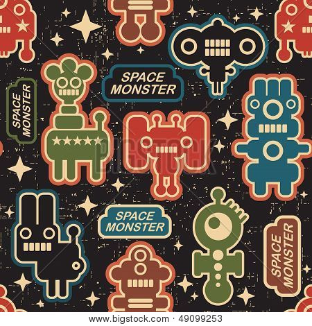 Vintage seamless texture with monsters.