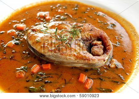 Fried King mackerel with red chili sauce