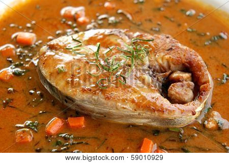 Fried King mackerel with red chili sauce