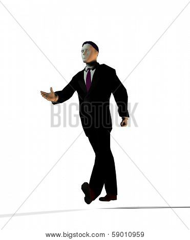 3D illustration of wallking businessman