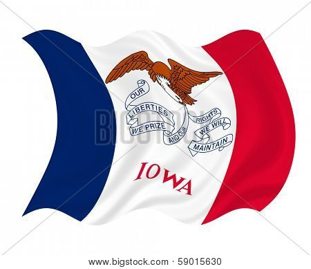Illustration of Iowa state flag waving in the wind