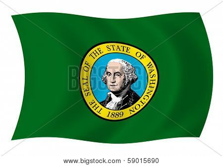 Illustration of Washington state flag waving in the wind