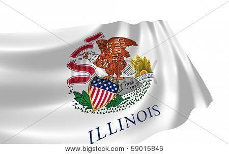 Illustration of Illinois state flag waving in the wind