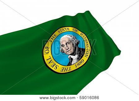 Illustration of Washington state flag waving in the wind (see more other flags in my collection)