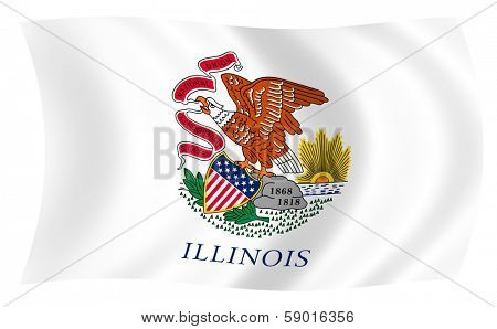 Illustration of Illinois state flag waving in the wind