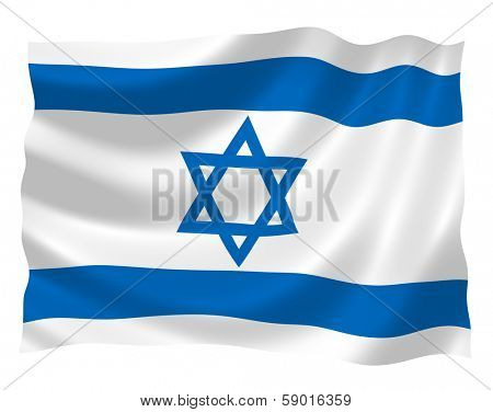 Illustration of Israel flag waving in the wind