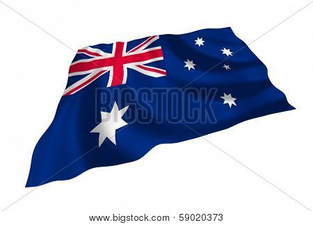 Illustration of flag of Australia waving in the wind