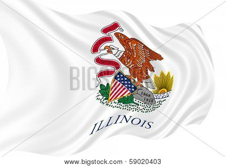 Illustration of Illinois state flag waving in the wind