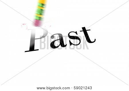Person using a pencil eraser to erase the past from their life so they can start new