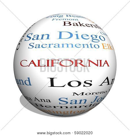 California State 3D Sphere Word Cloud Concept