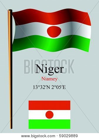 Niger Wavy Flag And Coordinates