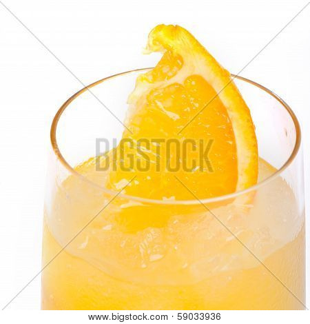 Refreshing Cold Lemon Cocktail Against A White Background