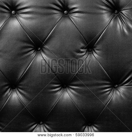 Close Up Black Luxury Buttoned Leather
