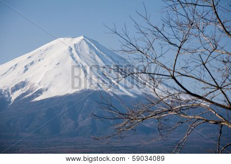Zoom Of The Top Of Mount Fuji From Japan