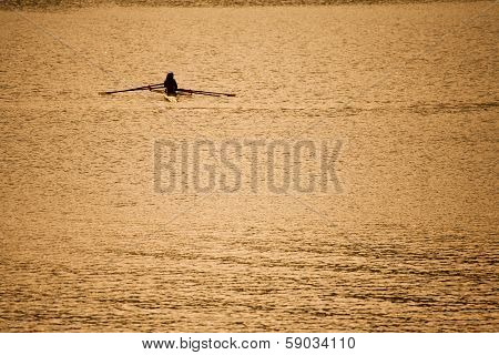 Team Of Two, During Canoe Rowing Training